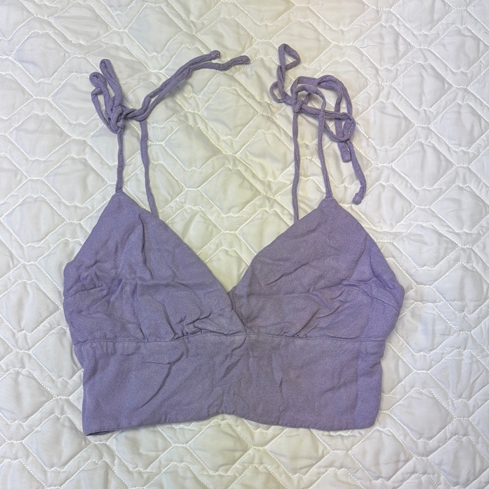Lavender Tie-Strap Crop Top A&F